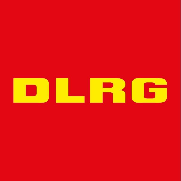 DLRG - gelbe Buchstaben auf rotem Grund