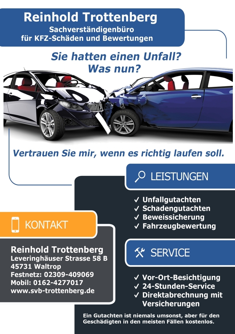 Flyer KFZ-Sachverständigenbüro Reinhold Trottenberg