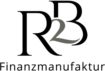 Logo des Unternehmens bestehend aus den Buchstaben/Zahlen R, 2 und B in schwarz, weiß und grau
