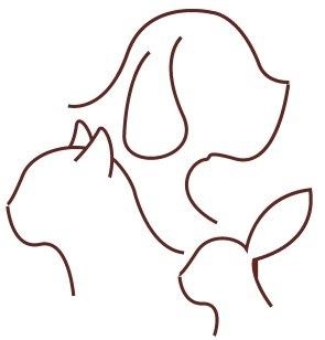 Praxislogo, bestehend aus Silhouetten von Hunde-, Katzen- und Hasen-Kopf