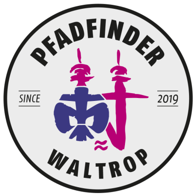 Logo in Pink und Blau, schwarze Schrift: Pfadfinder Waltrop Since 2019