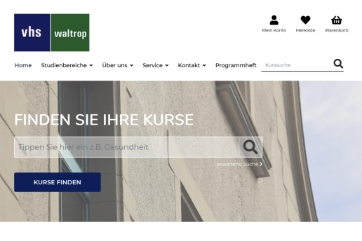 Screenshot von der neuen VHS-Website