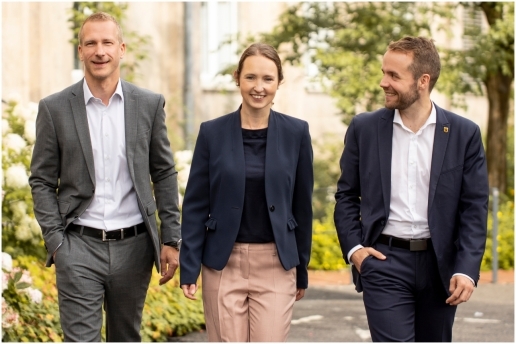 Verwaltungsspitze der Stadt Waltrop (v.l.: Stefan Wilke, Jeanette Sebrantke, Bürgermeister Marcel Mittelbach)