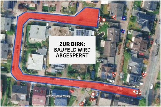 Kartenausschnitt mit Baufeldmarkierung 