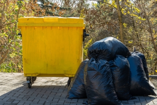 Müllcontainer und Müllsäcke
