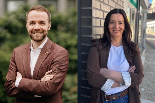 Fotomontage: Links Bürgermeister Marcel Mittelbach, rechts Danijela Budschun.