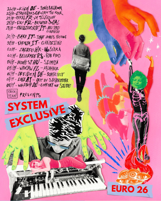 Tourplakat und Ankündigung der kalifornischen Band SYSTEM EXCLUSIVE